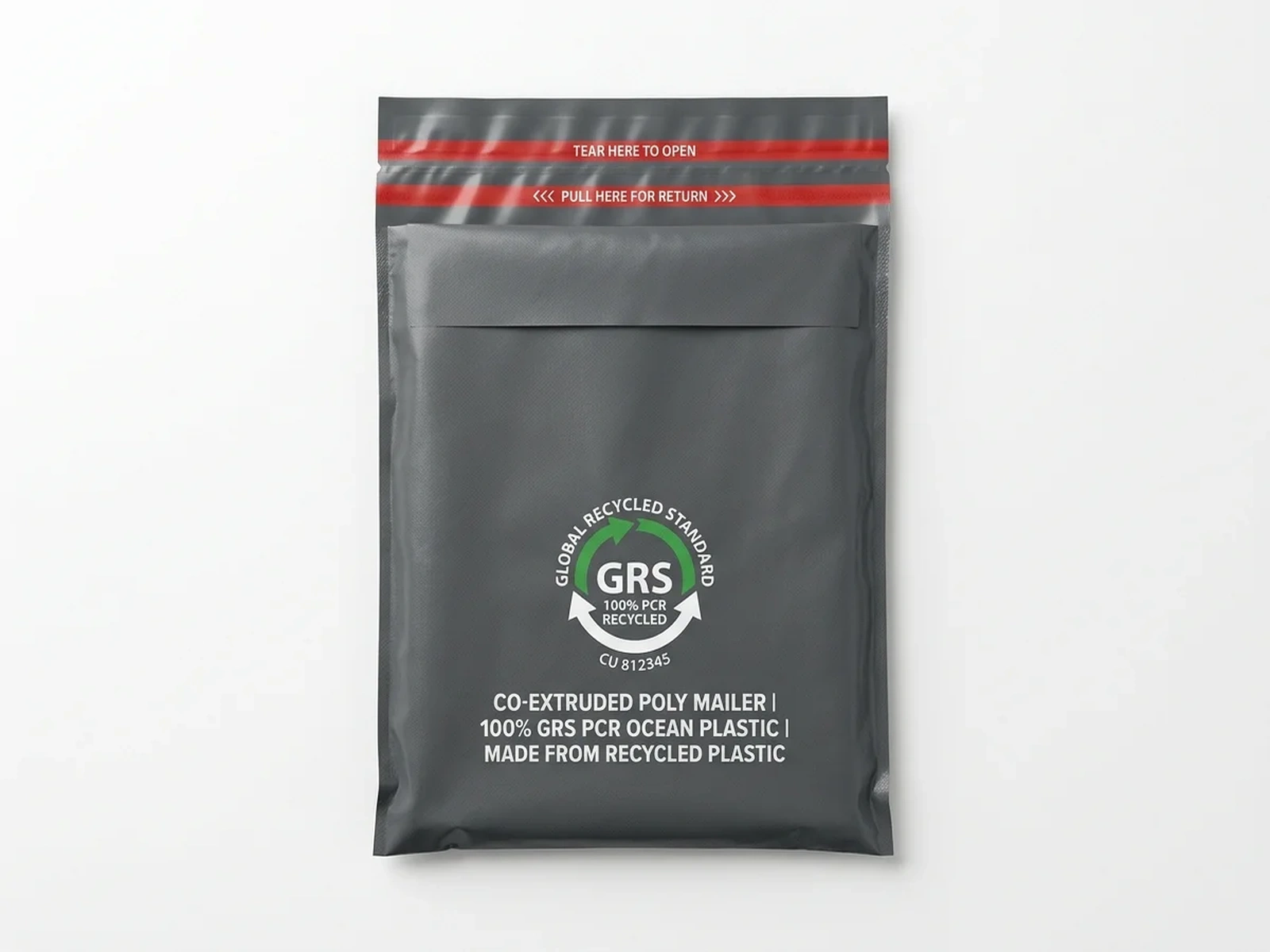 GRS PCR Plastic Poly Mailer - Technical Product Photography - GRS 4.0 PCR Plastics for E-Commerce & Express Logistics